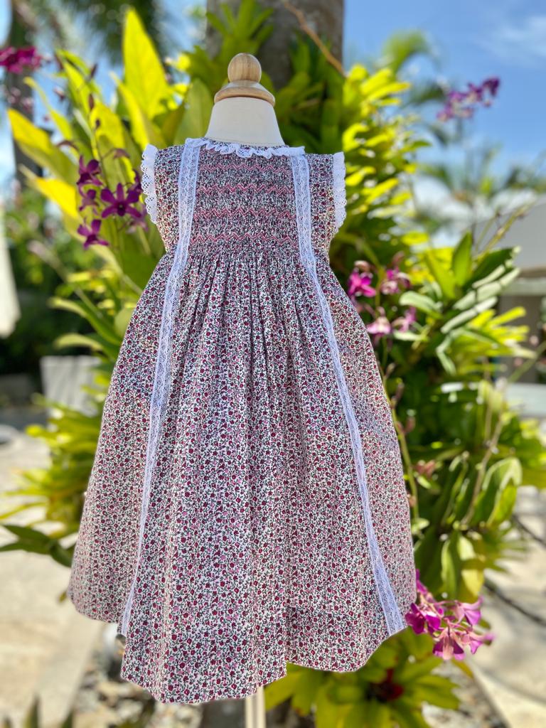 Flowered Petticoat Smocked Dress