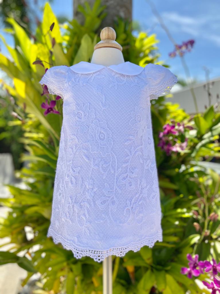 White Flowered Lace Dress Pasarela Kids PR White Flowered Lace Dress Pasarela Kids PR