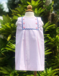 Pink & White Striped Pique Dress