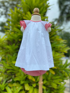 Seersucker Tunic with Red Gingham Bloomer