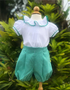 White & Green Gingham Set - Boy